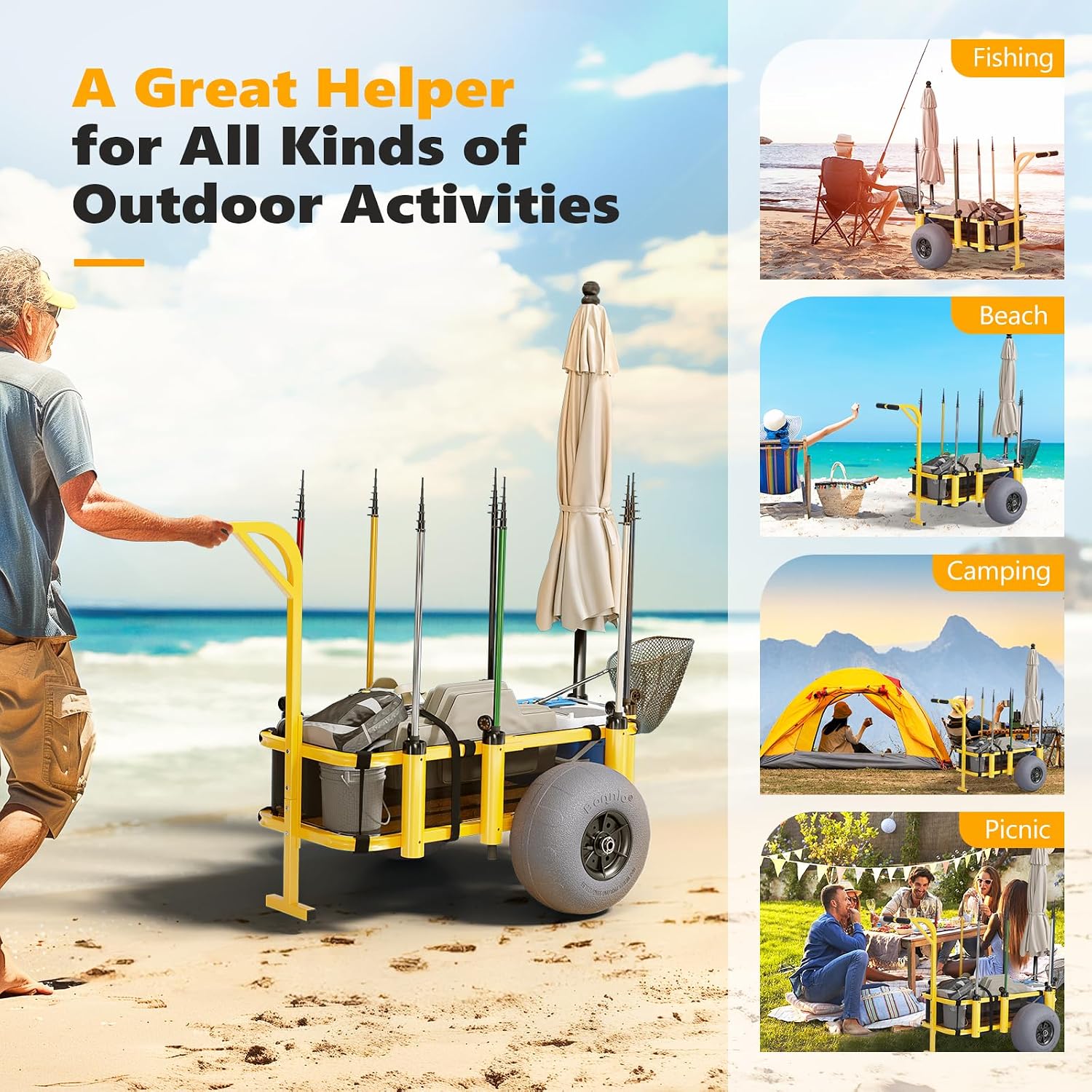 Rolling Fishing Cart Outdoor B - огляд і ціна Fishing Rod Holder